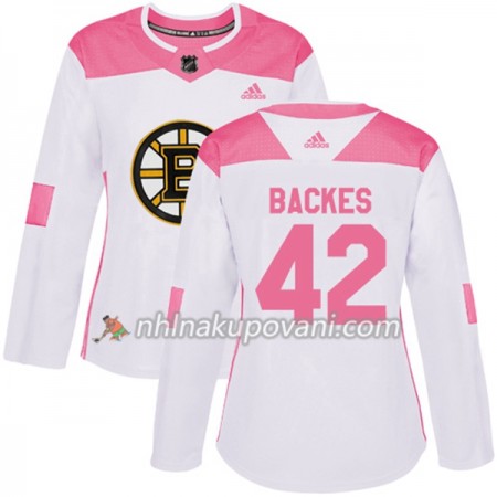 Boston Bruins Dresy David Backes 42 Bílá 2017-2018 Adidas Růžová Fashion Authentic - Dámské